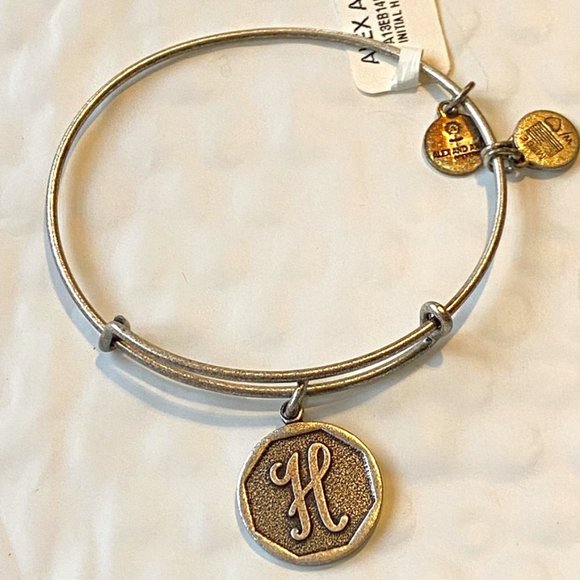 Alex and Ani Initials H Expandable Bangle Bracelet - Picture 2 of 7